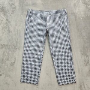 Audrey & Celine Pants Womens 10 Blue Geometric Print Capri Stretch Twill Casual
